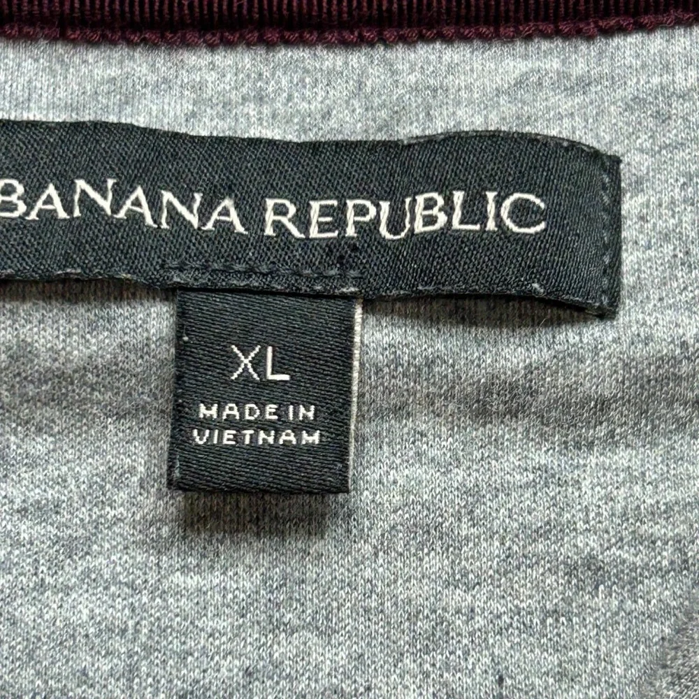 Banana Republic Mens XL Grey 100% Cotton Quarter Zip Pullover Sweater Top